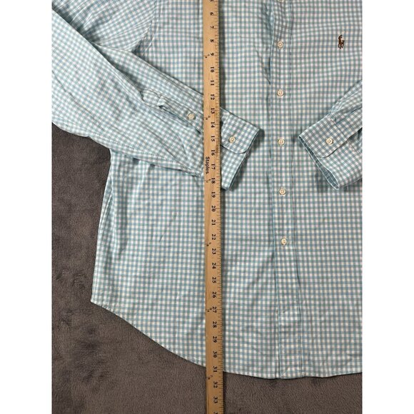 Ralph Lauren Mens XXL Classic Fit Button Down Shirt Aqua Blue Check Pony - Picture 7 of 7